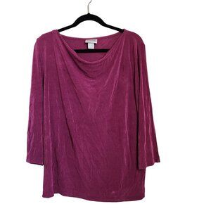 Chico's Travelers‎ Slinky Acetate Cowl Neck Tunic Top Large 12 Size 2 Purple
